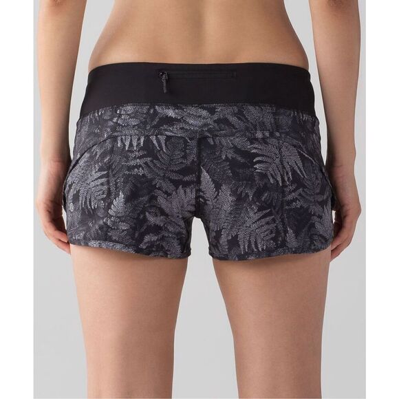 Size 4 Lululemon Speed Short 4-way Stretch 2.5" Kindred Spirit Black Multi Black - Picture 1 of 10